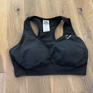 Dark gray gym shark sports bra